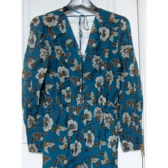 Derek Lam Silk/Cotton Dress,floral, sz.6, lined, dark turquoise - Picture 7 of 8